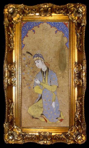 framed  Muhammadi of Herat The Lady Beloved sits framed within the prayer niche, ta009-2